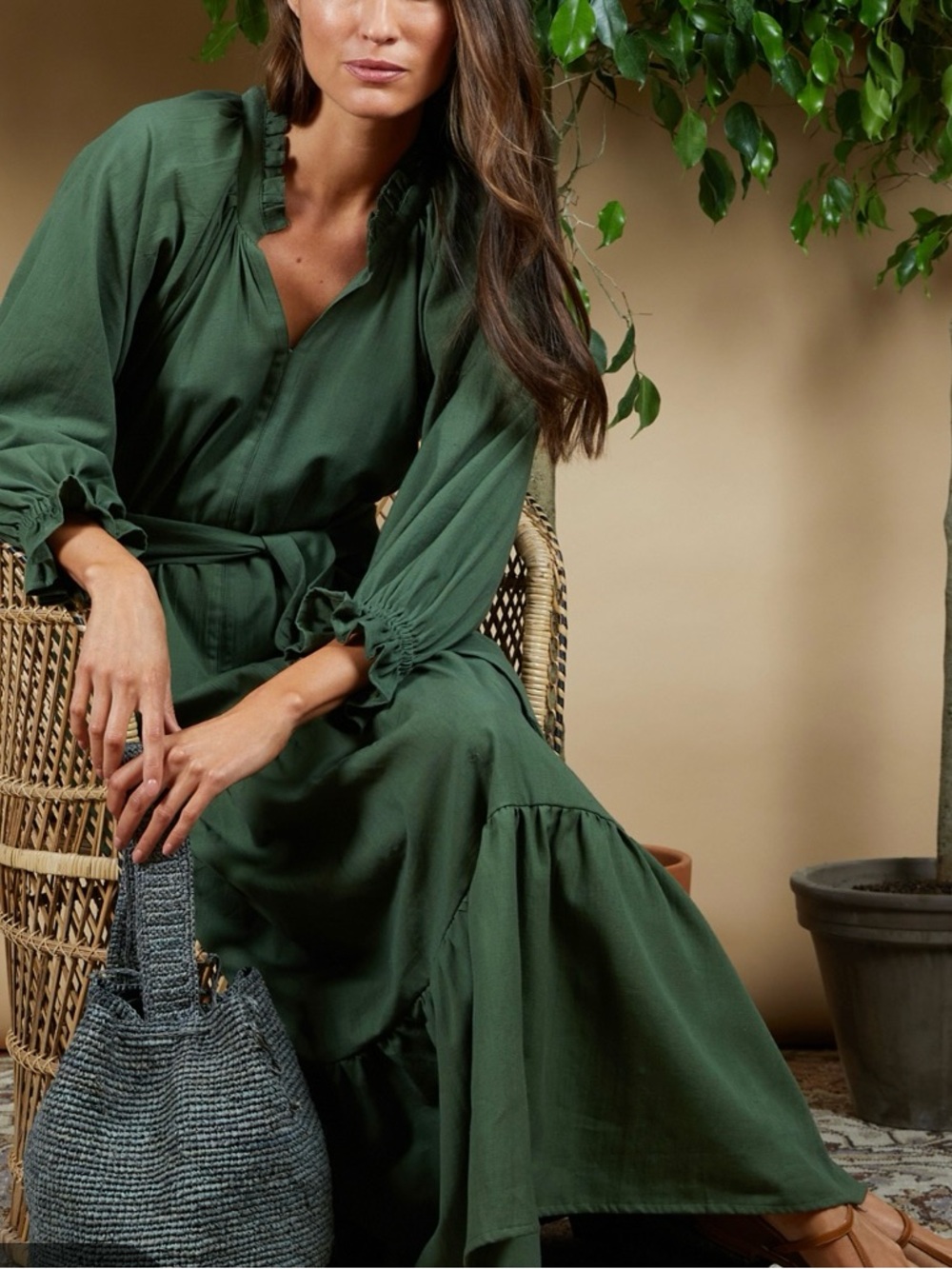 Heidi Wynne Maxi Length  linen dress